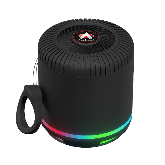 Audionic Lava mobile speaker ultimate sound storm Easy control interface High quality sound compact and portable swift control Long life battery TWS supported AUX input USB and SD card support Rechargable battery RGB lights