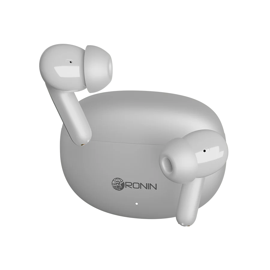 Ronin R-7030 Earbuds, Environmental Noise Cancellation with IPX4 Water Resistance, Stereo Sound, and Long Battery Life, Heavy Bass, High-Quality Sound & Quad-Mic for Clear Calls