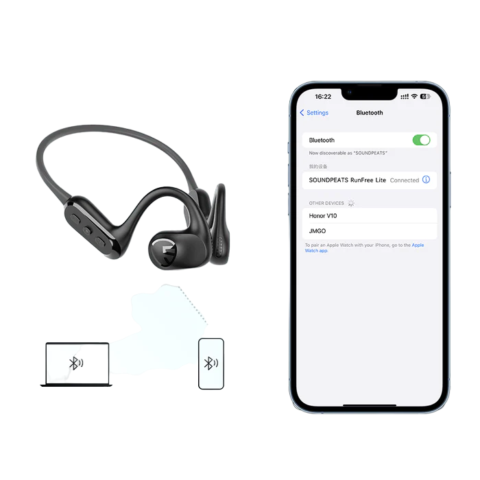 Soundpeats RunFree Lite - Bluetooth Air Conduction Sport Headphones With Open-Ear Design