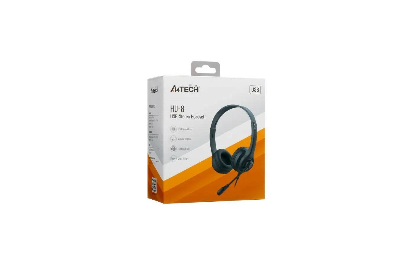 A4Tech HU-8 USB Stereo Headset - High-Performance DSP Stereo with Rotatable Mic