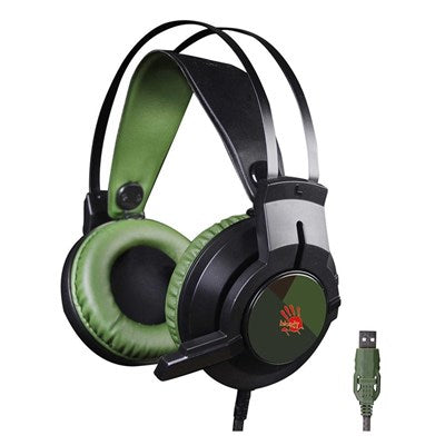 Bloody J437 Gaming Headset: Virtual 7.1 Sound, Noise-Canceling Mic, and Rotating Neon Lights
