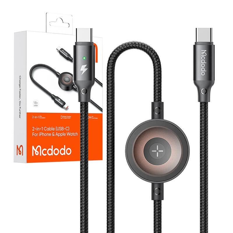 Mcdodo 2 in 1 Type C to Type C 60W Cable + Wireless Charger For Apple Watch 1.5m – CA2580