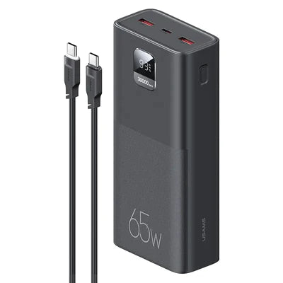 USAMS US-CD185 PB68 PD3.0 Fast Charging Power Bank + Type-C To Type-C PD 100W Data Cable Set