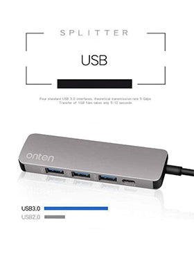(5 IN 1) Onten OTN 9602 Hub 5 in 1 Type C To USB 3.0