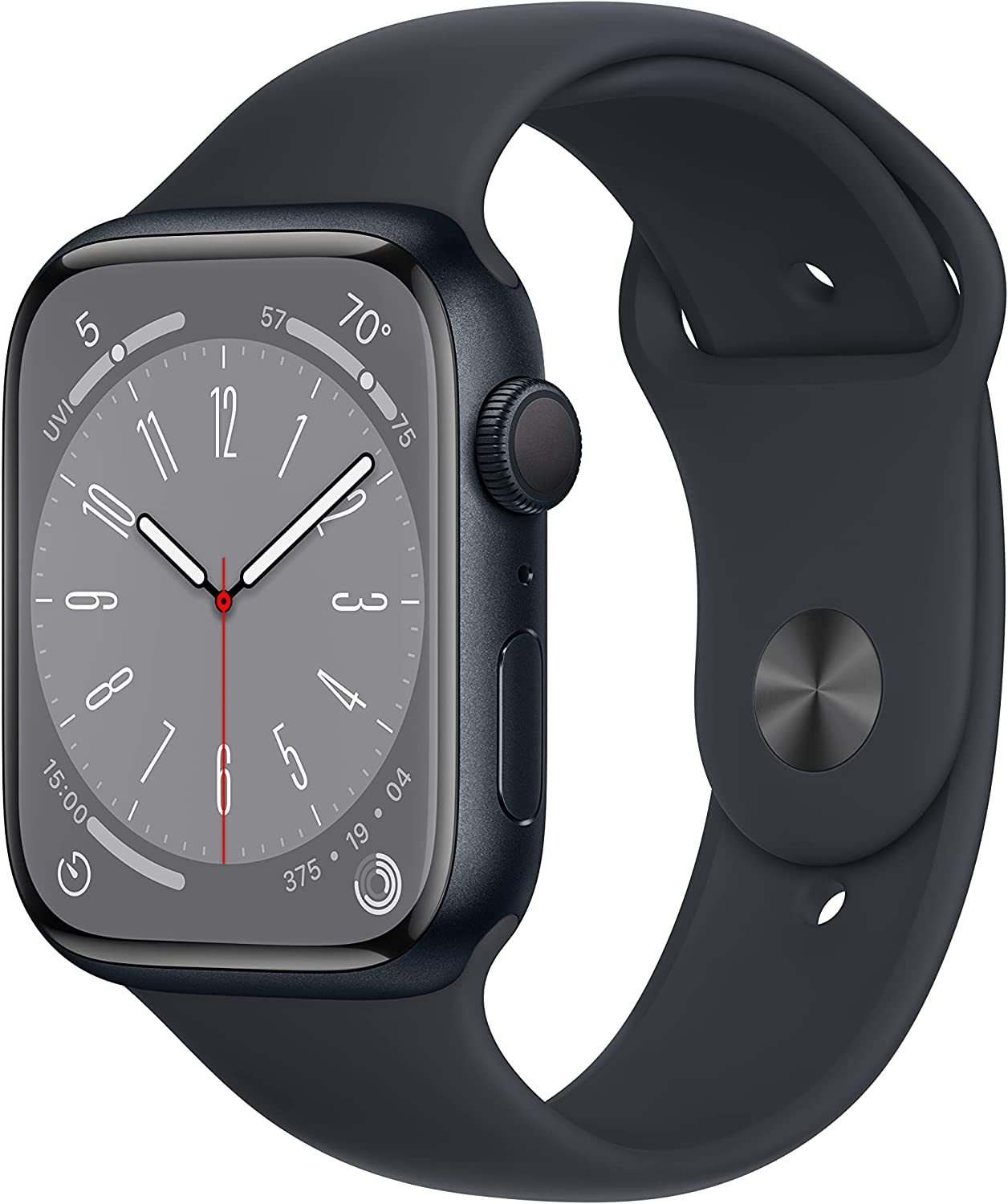 Apple Watch Series 8 [GPS 45mm] Smart Watch w/Midnight Aluminum Case with Midnight Sport Band - M/L. Fitness Tracker, Blood Oxygen & ECG Apps, Always-On Retina Display, Water Resistant