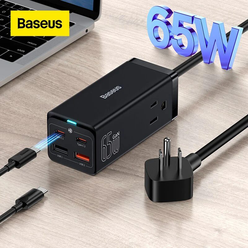 Baseus GaN3 Pro Desktop Powerstrip AC+2U+2C 65W CN Black