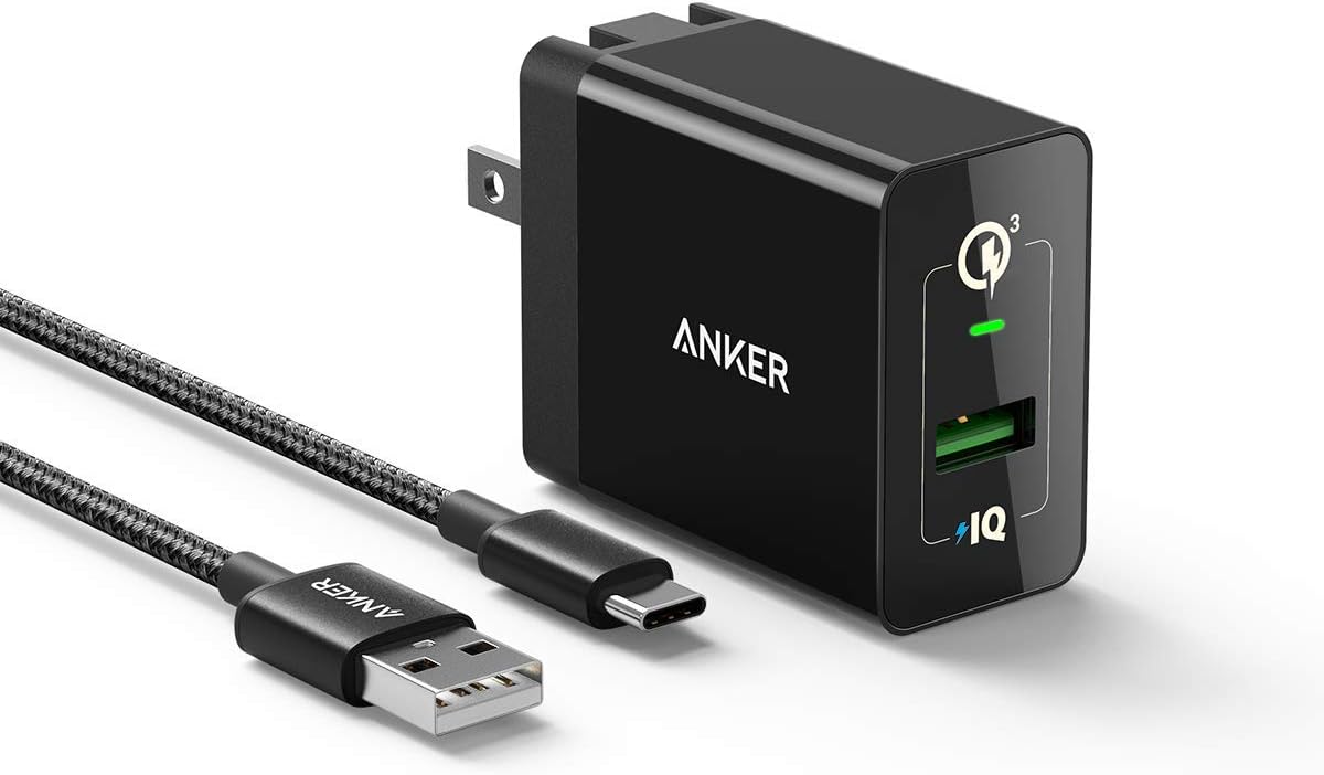 Quick Charge 3.0, Anker 18W Wall Charger (Quick Charge 2.0 Compatible) Powerport+ 1 for Wireless Charger, Galaxy S10e/S10/S9, Note 9/8, LG G7, iPhone and More (USB-A to USB-C Cable Included)
