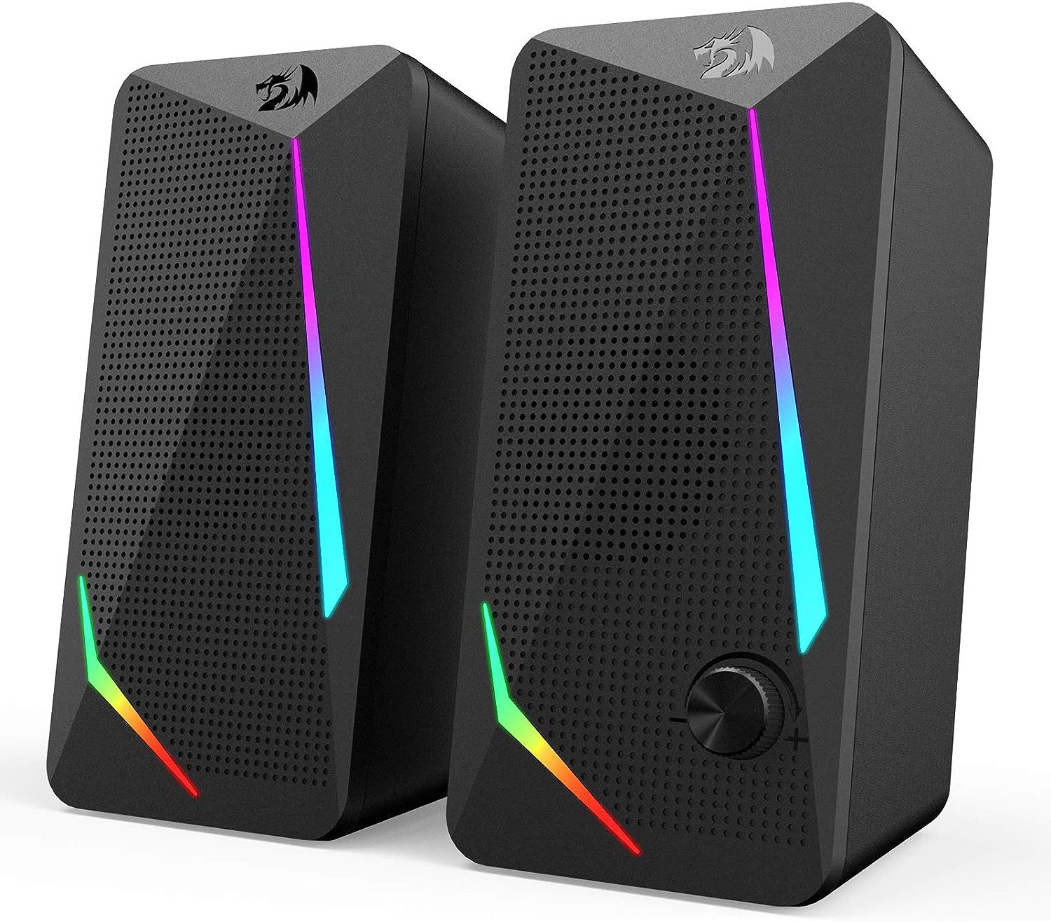 Redragon GS510 RGB Desktop Speakers, 2.0 Channel PC Computer Speaker with 4 Colorful LED Backlight Modes, Enhanced Bass and Easy-Access Volume Control, USB Powered w/ 3.5mm Cable