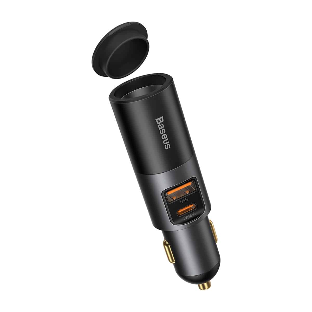 Baseus Share Together Fast Charge Car Charger with Cigarette Lighter Expansion Port USB+Type-C 120W Grey