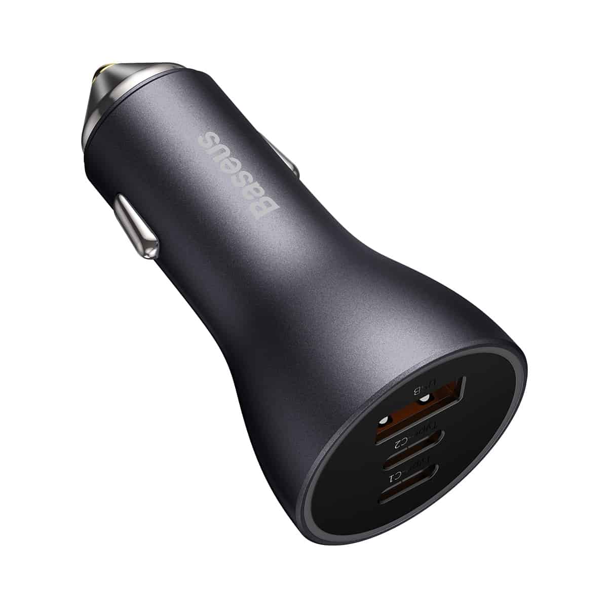 Baseus Golden Contactor Pro Triple Fast Charger Car Charger 65W USB+Type-C+Type-C-Grey