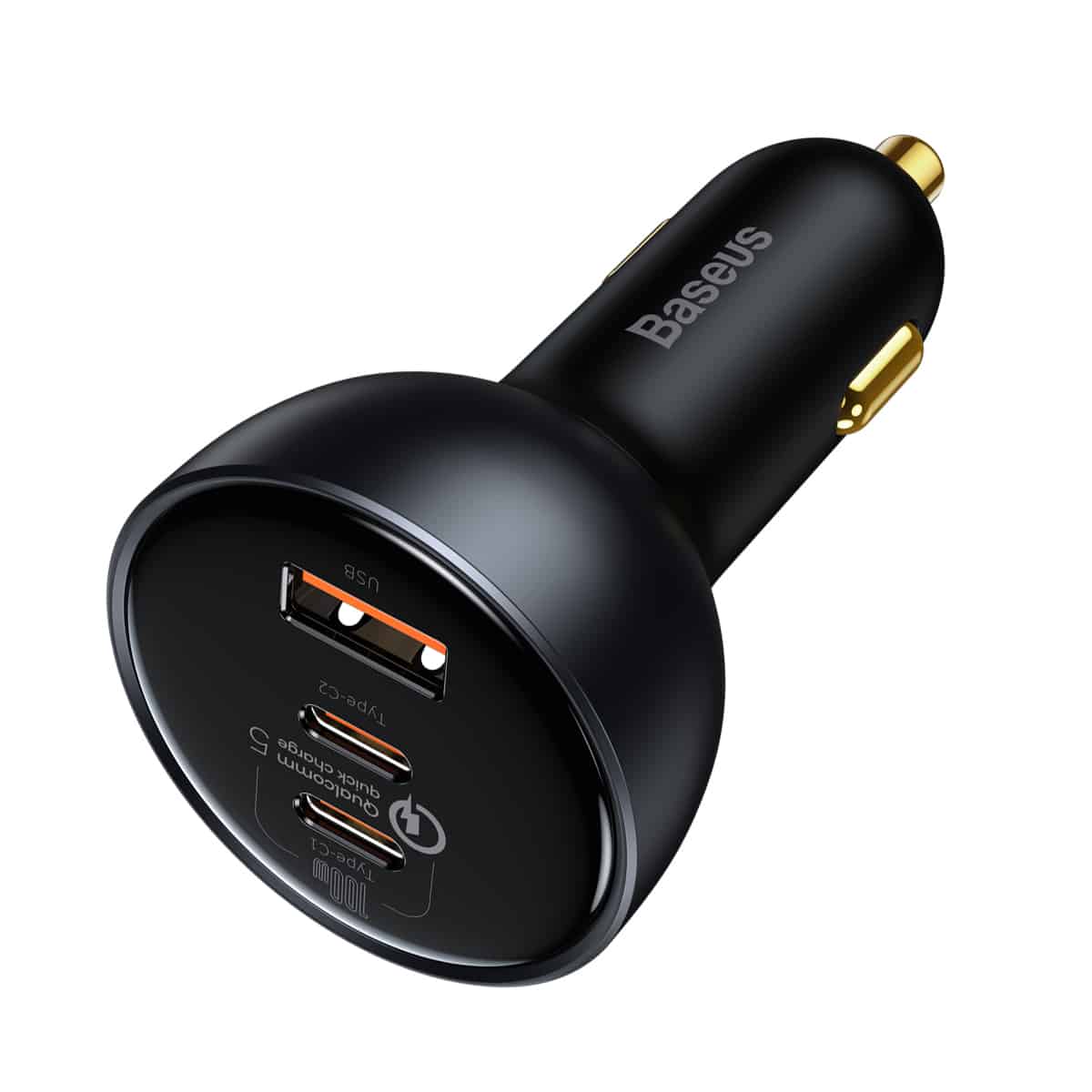 Baseus Qualcomm® Quick Charge™ 5 Technology Multi-Port Fast Charge Car Charger C+C+U 160W set Gray (with Baseus Xiaobai series fast charging Cable Type-C to Type-C 100W (20V/5A) 1m Black)