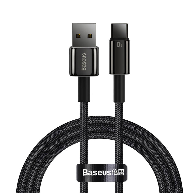 Baseus Tungsten USB to Type-C 100W 2M Gold Fast Charging Data Cable Black