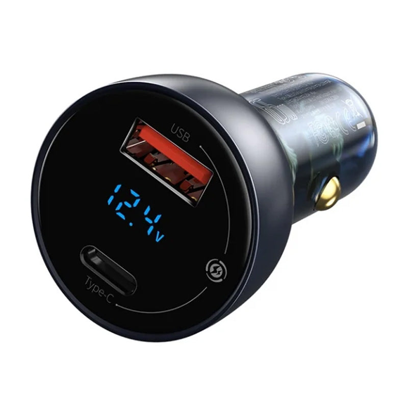 Baseus Car Charger 65W Particular Digital Display QC+PPS Dual Quick Charger Dark Gray