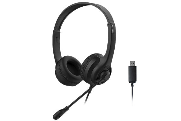 A4Tech HU-8 USB Stereo Headset - High-Performance DSP Stereo with Rotatable Mic
