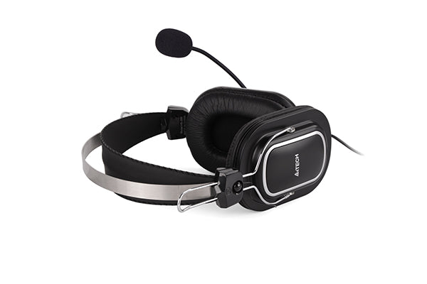 A4Tech HS-50 Headphones - ComfortFit Stereo Headset - 3.5 mm - With Noise Cancelling Mic - Black - For PC