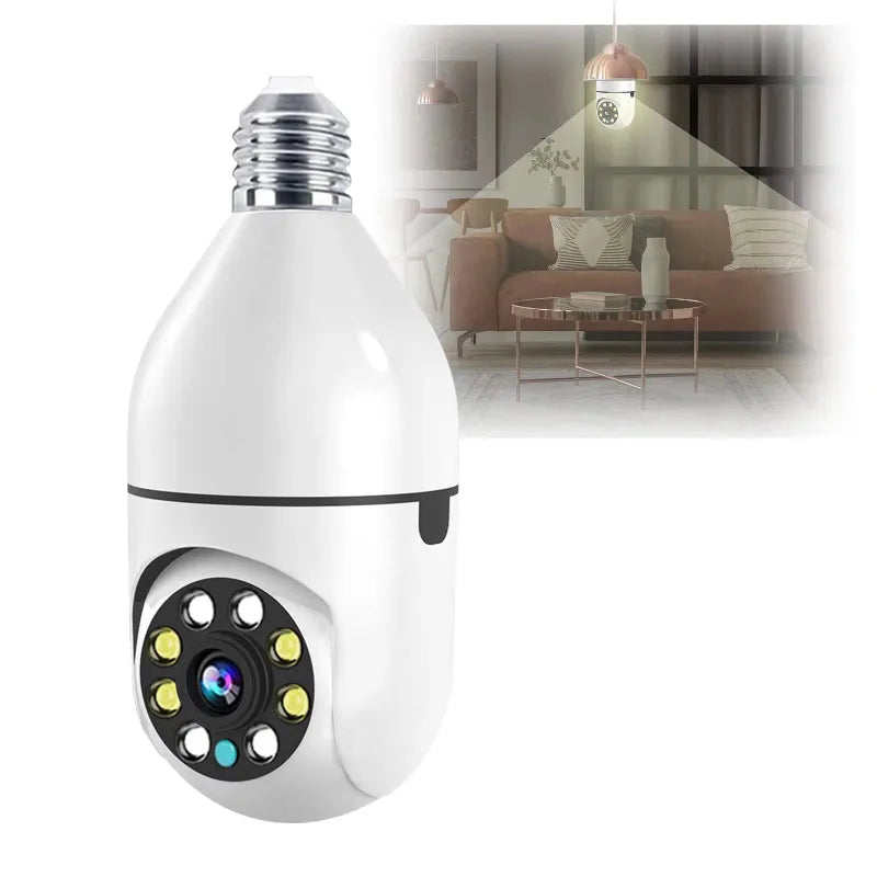 Light Bulb Security Camera, Full-HD 1080P 360 Degree Panoramic 2.4G Wireless WiFi Camera, with Infrared Night Vision & Motion Detection & 2-Way Audio Home Camera for Baby/Elder/Pet