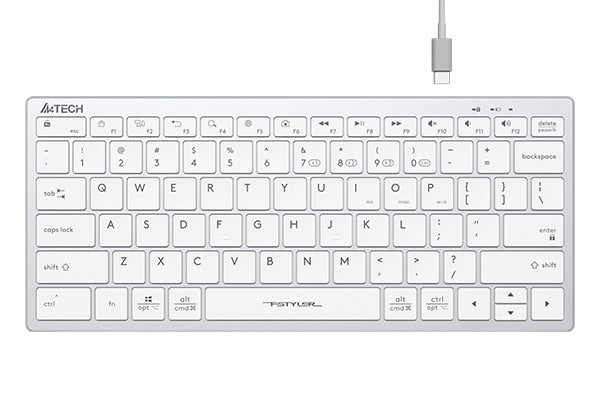 A4tech FBX51C Bluetooth & 2.4G Wireless Keyboard - Rechargeable USB Type C - Multi Device -2 cm Slim & Lightweight