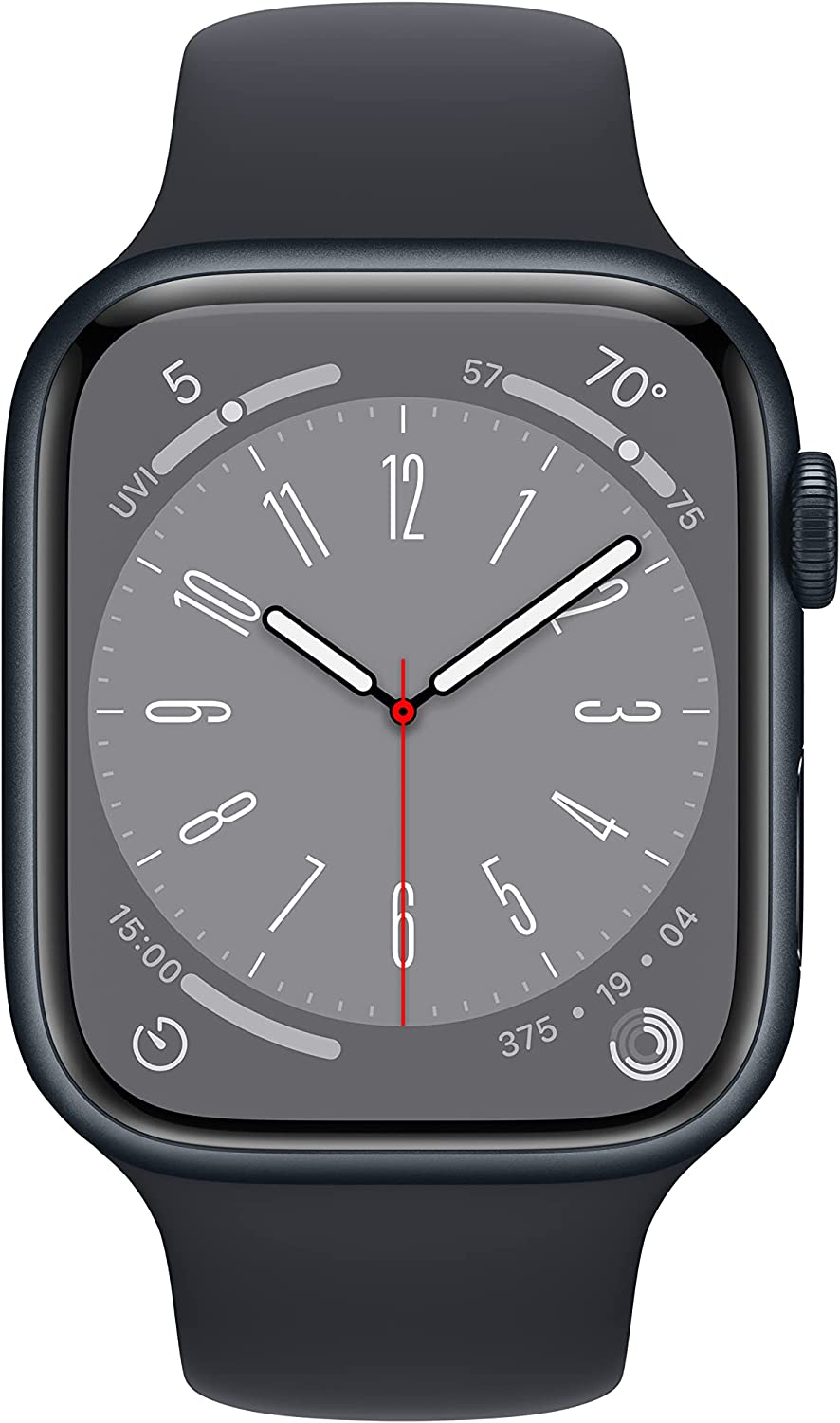 Apple Watch Series 8 [GPS 45mm] Smart Watch w/Midnight Aluminum Case with Midnight Sport Band - M/L. Fitness Tracker, Blood Oxygen & ECG Apps, Always-On Retina Display, Water Resistant