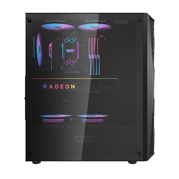 Darkflash Gaming PC Case Tempered Glass ATX Tower Computer Case with 4x ARGB Fans - Black (DK352)