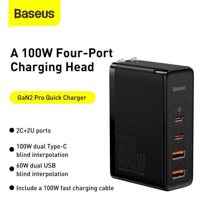 Baseus GaN2 Pro Quick Charger 2C+2U 100W CN Black