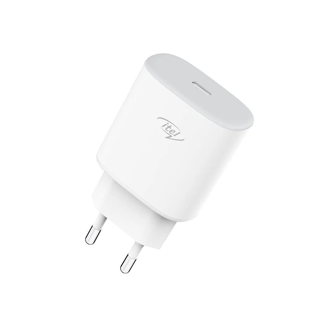 ITEL Fast Charger 20W Charger Model: ICW-202E Cable Port: Type-C to Lightning （3A) Input: 180-240V~ 50/60Hz 600mA