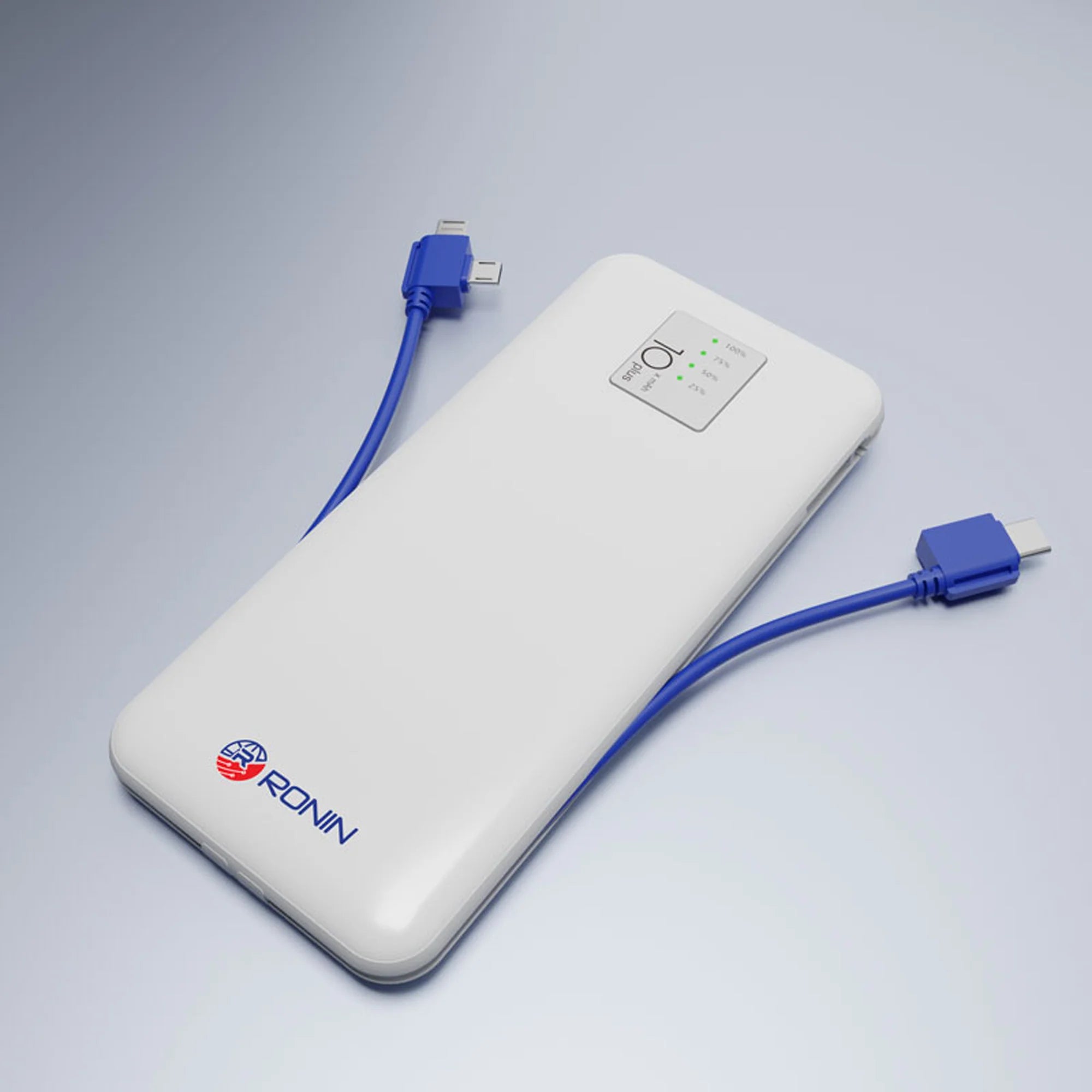 Ronin R-73 10000 MAH Power Bank With Attached 3 in 1 Cable