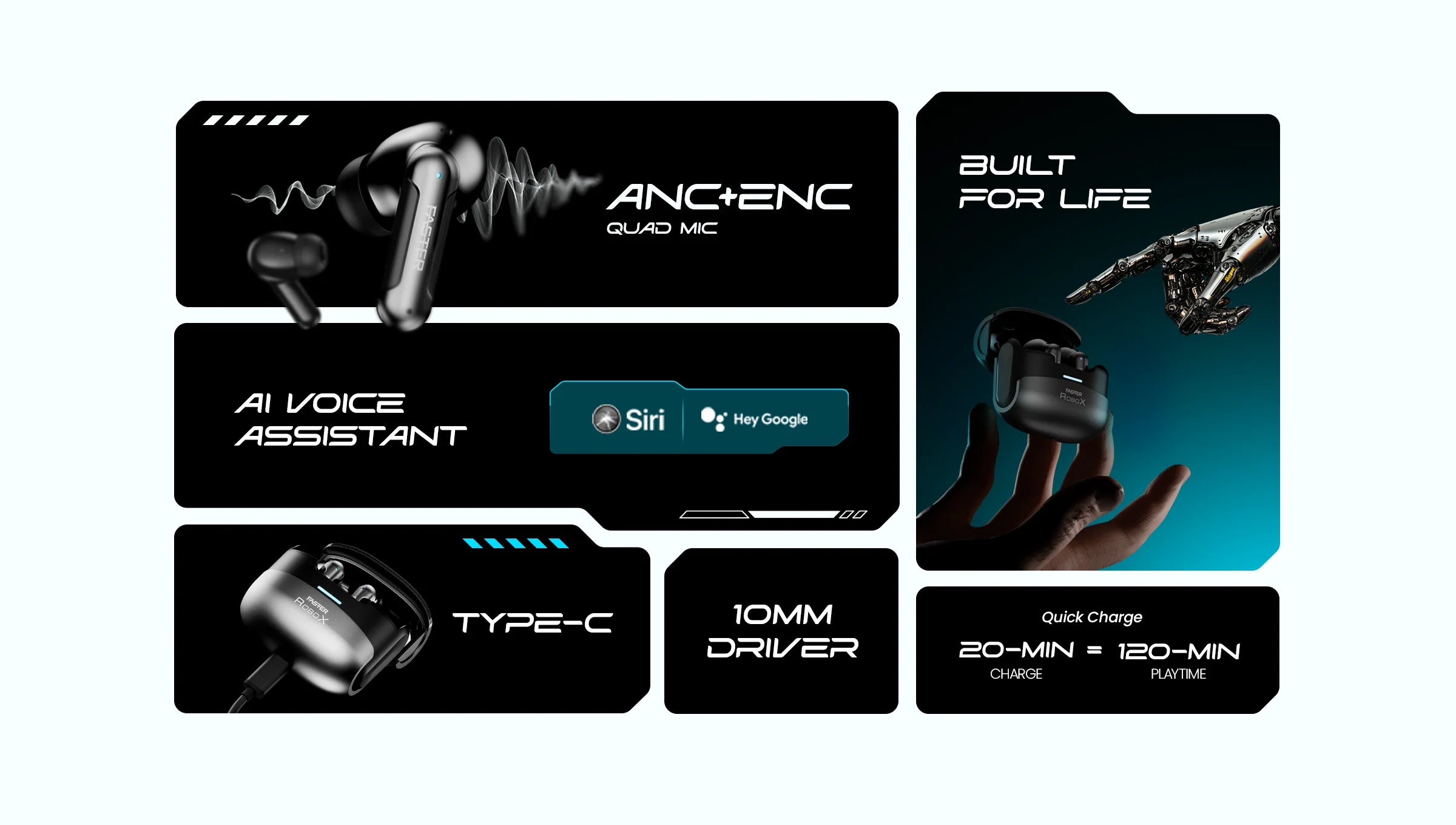 FASTER ROBO-X EARBUDS ANC+ENC