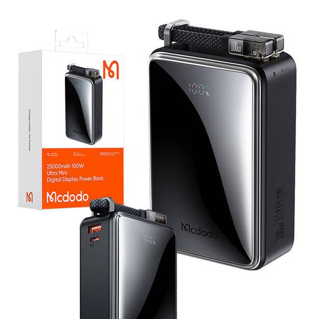 Mcdodo 100W 25000mAh Digital Display 2C+1A Power Bank Built-in Cable - MC-0561