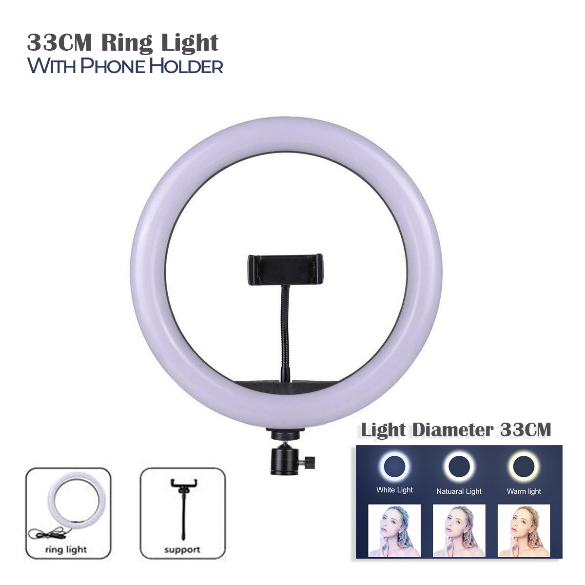 Led Camera Ring 33cm Led Studio Camera Ring Light Photography With Mobile Holder ...