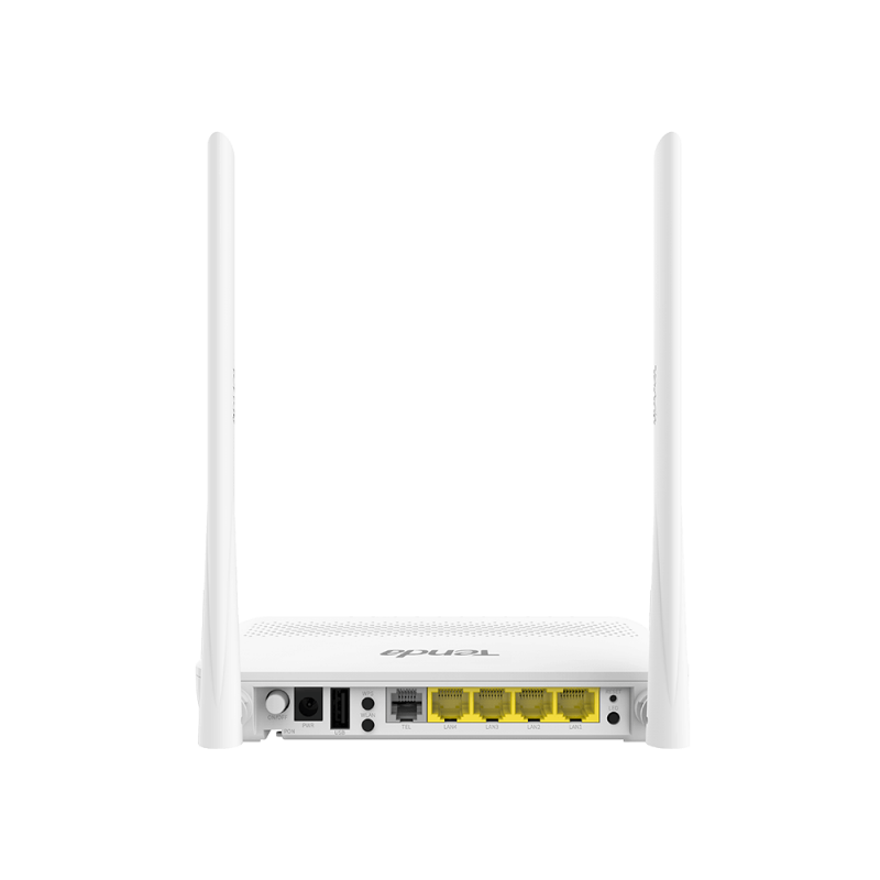 Tenda HG6 N300 Wifi GPON ONT, 6dBi High Gain Antenna, 2.4G Wi-Fi, 300Mbps Wireless Speed, 4 * LAN ports, VoIP/IPTV Supported, OMCI / TR069 Remote Management, IPv6 | HG6