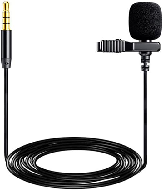 JMARY MC-R1 - Professional Lavalier Lapel Microphone Omnidirectional Condenser Mic for Mobile Recording Mic for YouTube Video Interview -Black