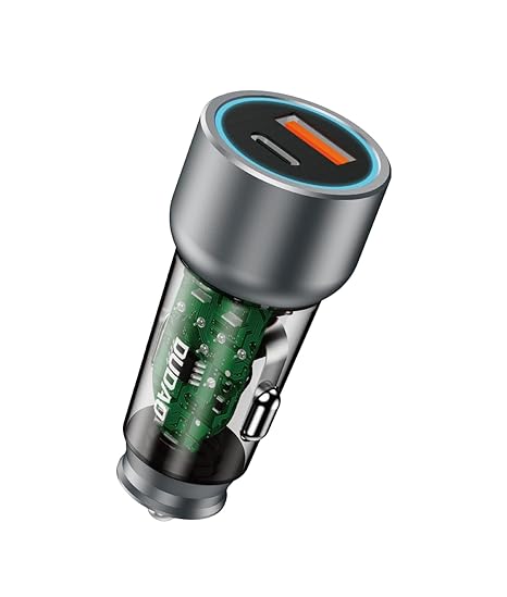 DUDAO R4T 49W Fast Charging Car Charger | Transparent Dual Port USB Adapter with PD & QC3.0