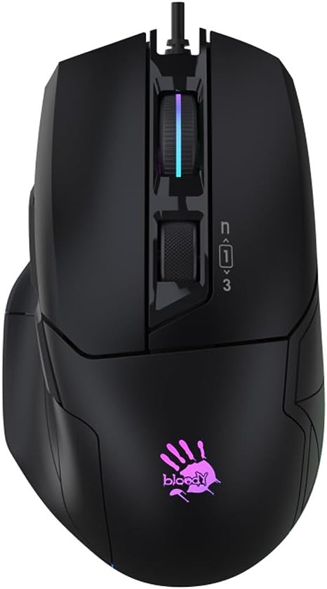 Bloody W70 Max - RGB Gaming Mouse - 10000 CPI - 5 RGB Effects - 2000 Hz Report Rate - 4M Memory - Extra Fire Wheel - Black/White