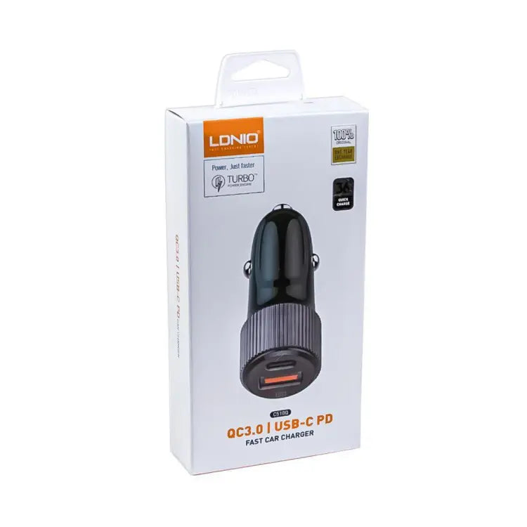 LDNIO C510Q USB C Fast Car Charger 36W PD+QC3.0 Fast Charging in Car charger - Black