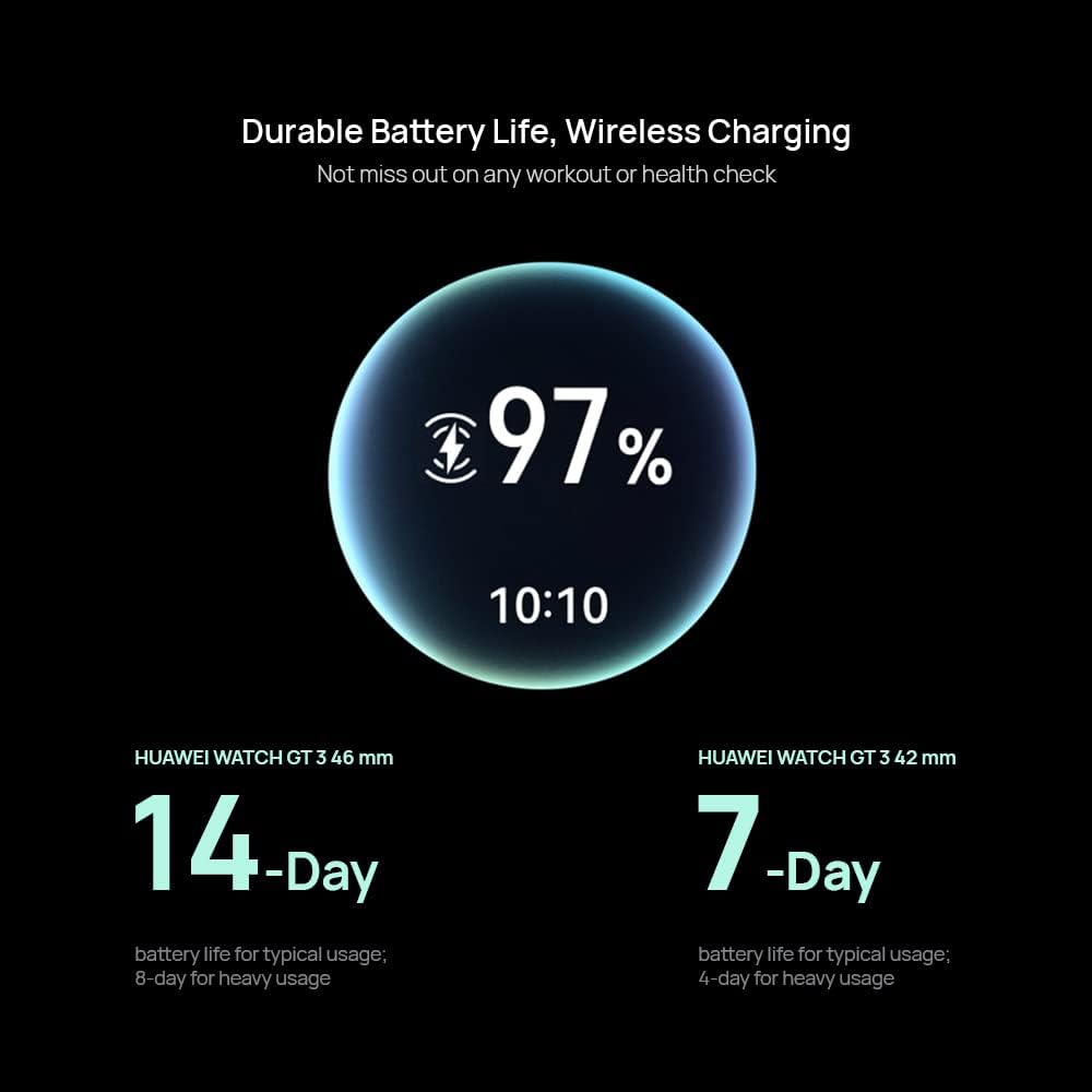 HUAWEI WATCH GT 3 Smartwatch - 2 Weeks Battery Life - Extended 3 Month Warranty - 46MM Black