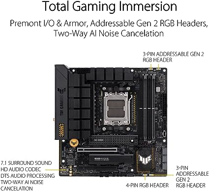 ASUS TUF GAMING B650M-PLUS WIFI Socket AM5 (LGA 1718) Ryzen 7000 mATX gaming motherboard(14 power stages, PCIe® 5.0 M.2 support, DDR5 memory, 2.5 Gb Ethernet, WiFi 6, USB4® support and Aura Sync)