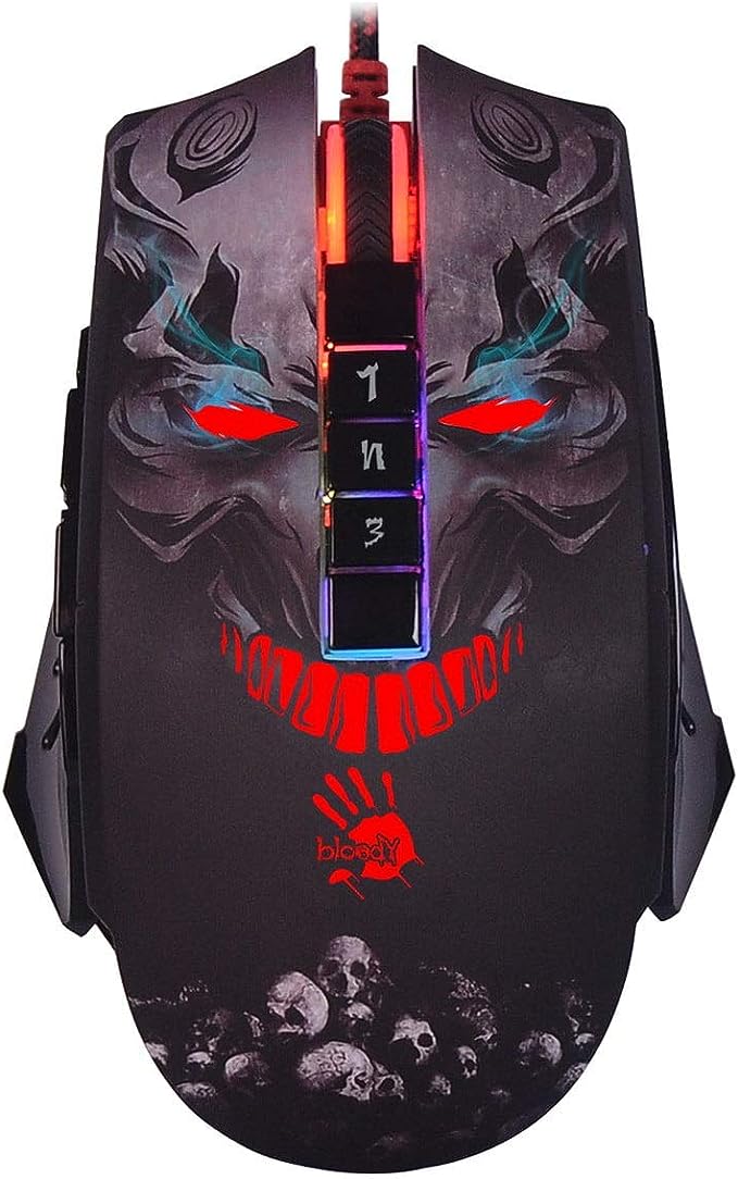 Bloody P85s (SKULL) Gaming Mouse - 8000 CPI - 5 RGB Light Effects - 0.2 ms Light Strike Technology