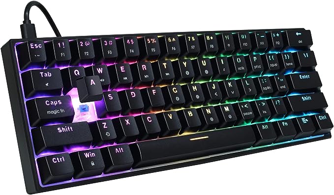 FANTECH MAXFIT61 RGB Wired 60% Mechanical Keyboard, 61 Keys Hot Swappable Type-C Programmable Gaming Keyboard