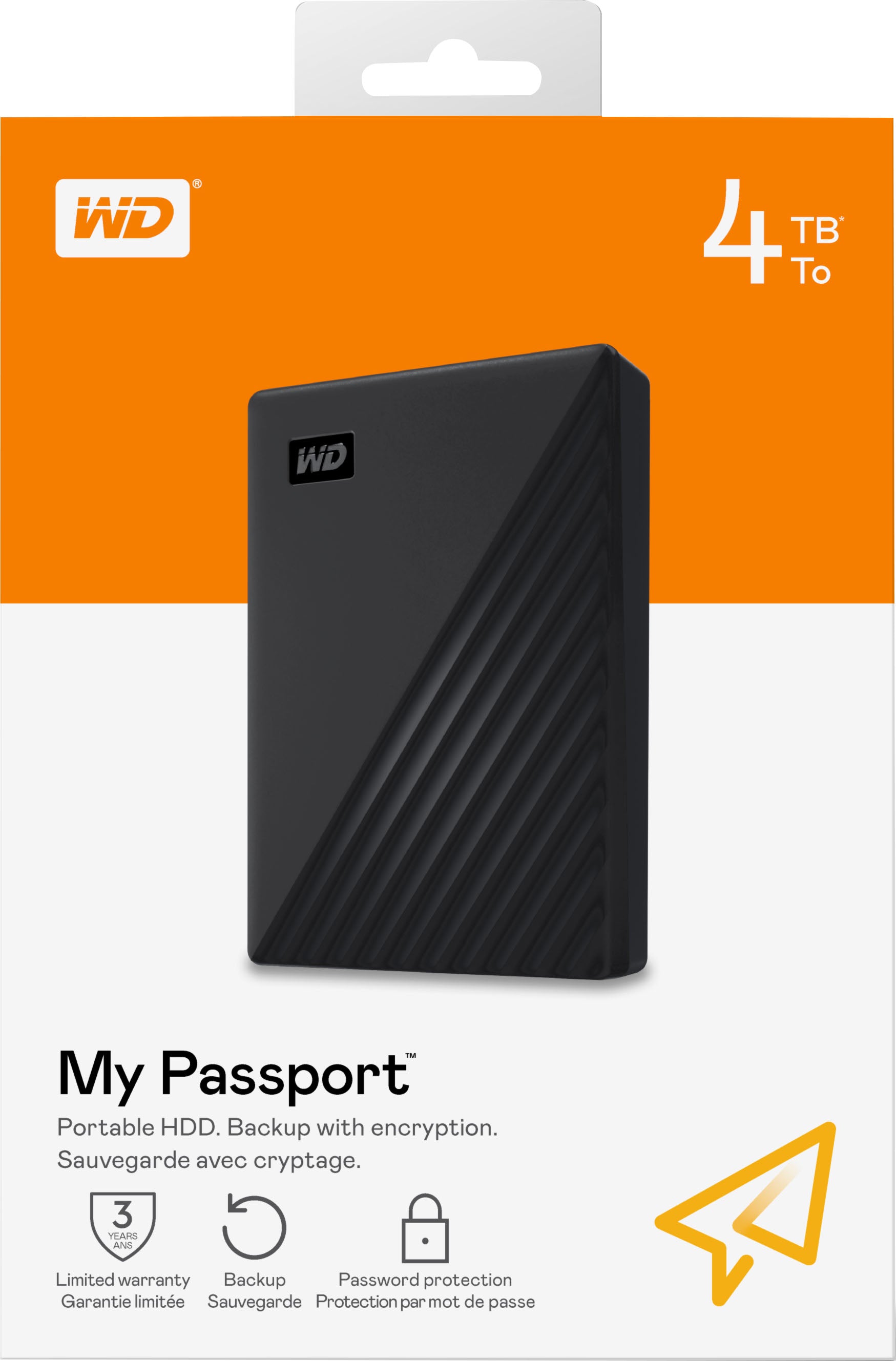 Western Digital WD 1TB My Passport Portable External Hard Drive with backup software and password protection, Black