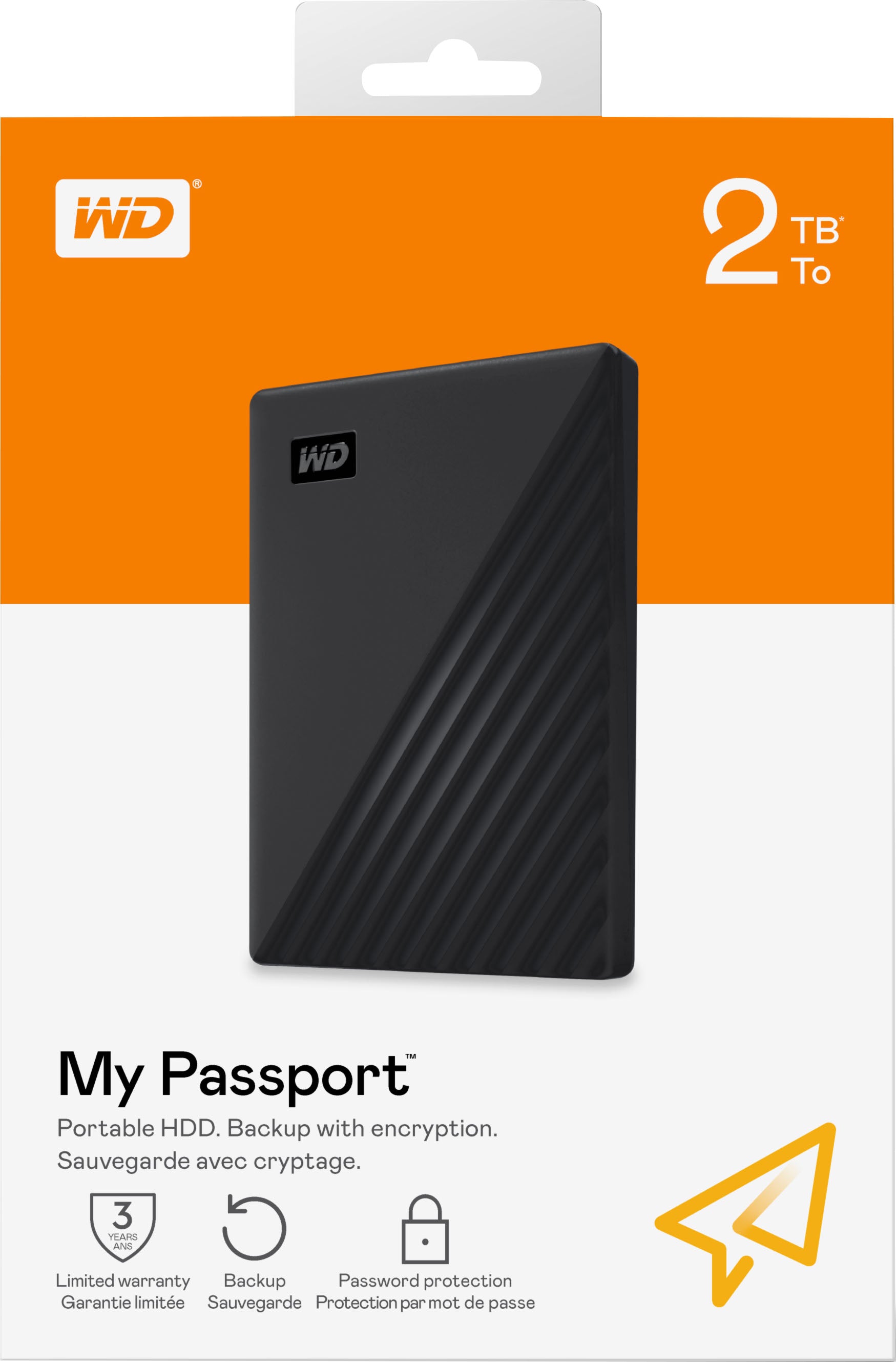 Western Digital WD 1TB My Passport Portable External Hard Drive with backup software and password protection, Black