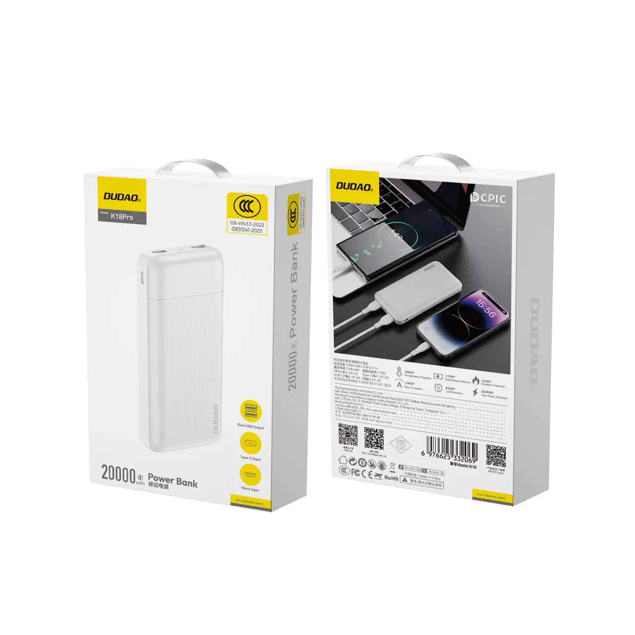 DUDAO K18 High Capacity Powerbank 20000Mah