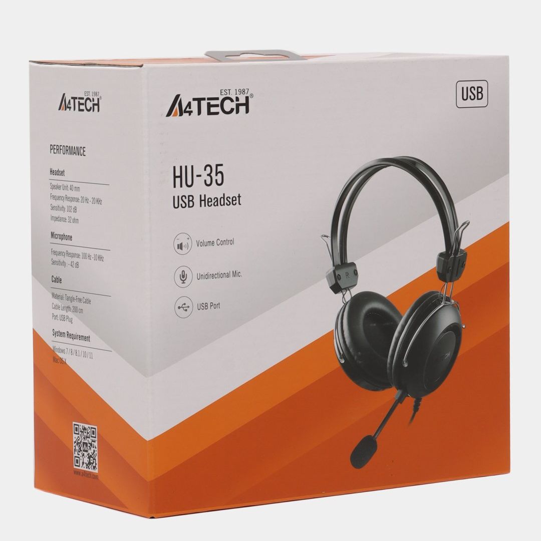 A4Tech HU-35 Headphones - ComfortFit Stereo USB Headset