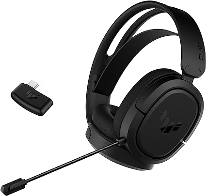 ASUS TUF Gaming H1 Wireless Headset | Discord Certified Mic, 7.1 Surround Sound, 40mm Drivers, 2.4GHz, USB-C, Lightweight, 15 Hour Battery Life, for PC, Mac, Switch, Mobile Devices, PS4, PS5 - Black