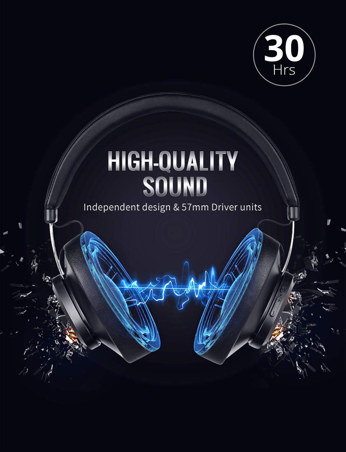 Bluedio Bluetooth Headset TMonitor - Exquisite Workmanship, 30-Hour Music Time, Comfortable Wear