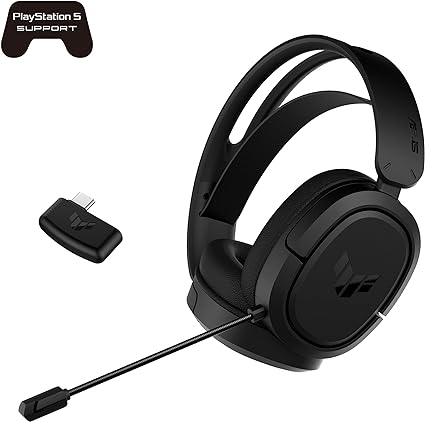 ASUS TUF Gaming H1 Wireless Headset | Discord Certified Mic, 7.1 Surround Sound, 40mm Drivers, 2.4GHz, USB-C, Lightweight, 15 Hour Battery Life, for PC, Mac, Switch, Mobile Devices, PS4, PS5 - Black