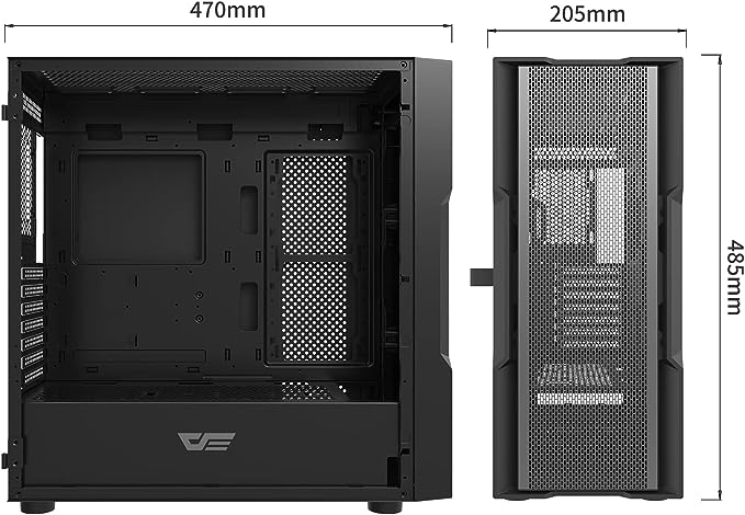 darkFlash DK431 PC Case ATX Mid Tower Case High Cooling Performance High Compatibility Gaming Case with USB 3.0 Interface (Black)