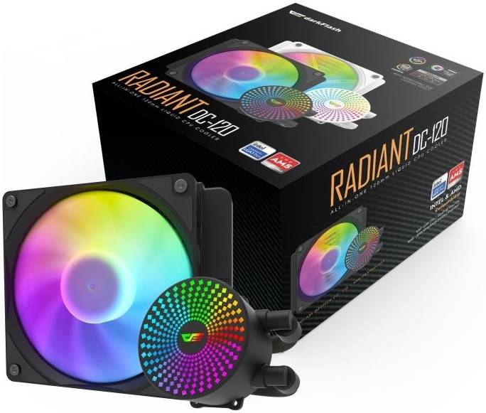 darkFlash Radiant DC 120 ARGB Liquid CPU Cooler, Supports Both Intel and AMD, 330mm Pipe Length