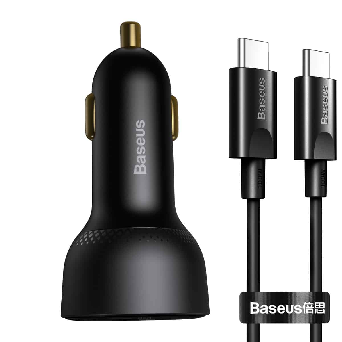 Baseus Superme Digital Display PPS Dual Quick Charger Car Charger Black (with Baseus Xiaobai series fast charging Cable Type-C to Type-C 100W(20V/5A) 1m Black)
