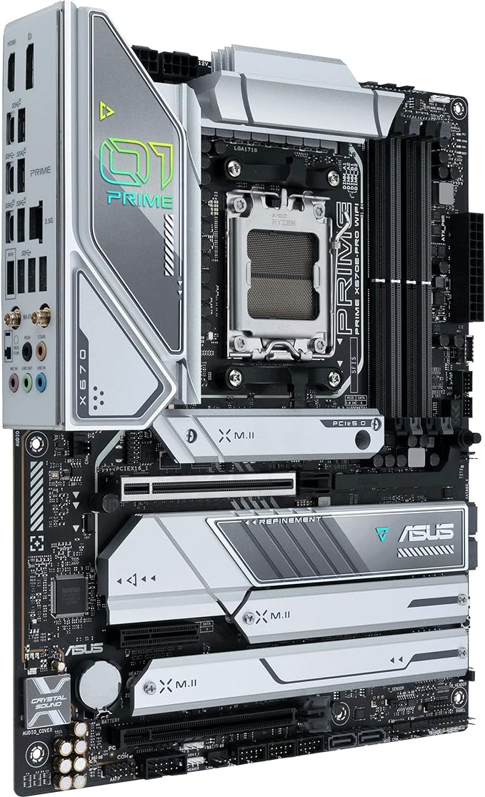 ASUS Prime X670E-PRO WiFi Socket AM5 (LGA 1718) Ryzen 7000 ATX Motherboard(PCIe® 5.0,DDR5,4X M.2 Slots, USB 3.2 Gen 2x2 Type-C®, USB4® Support, WiFi 6E, and 2.5G Ethernet)