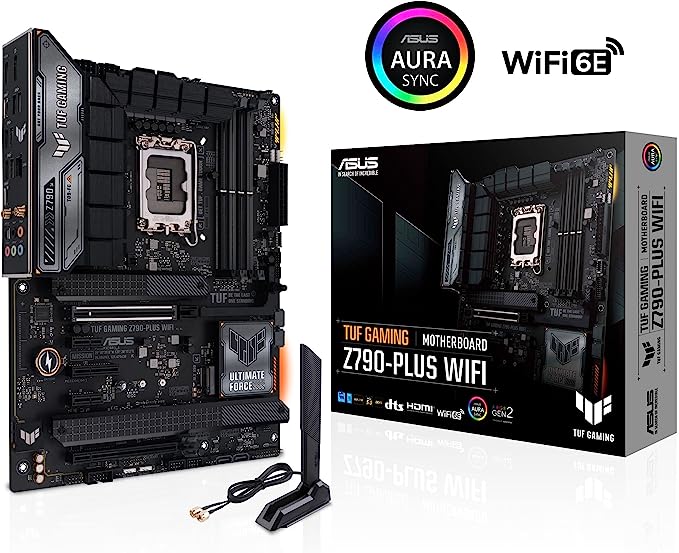 ASUS TUF Gaming Z790-Plus WiFi LGA 1700(Intel®12th&13th Gen) ATX Motherboard(PCIe 5.0,DDR5,4xM.2 Slots,16+1 DrMOS,WiFi 6,2.5Gb LAN,Front USB 3.2 Gen 2 Type-C®,Thunderbolt 4(USB4),Aura RGB)
